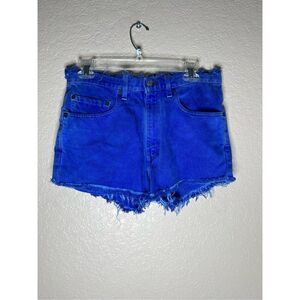 Reworked Levi’s 517 blue denim cut off jean shorts - size 31in
